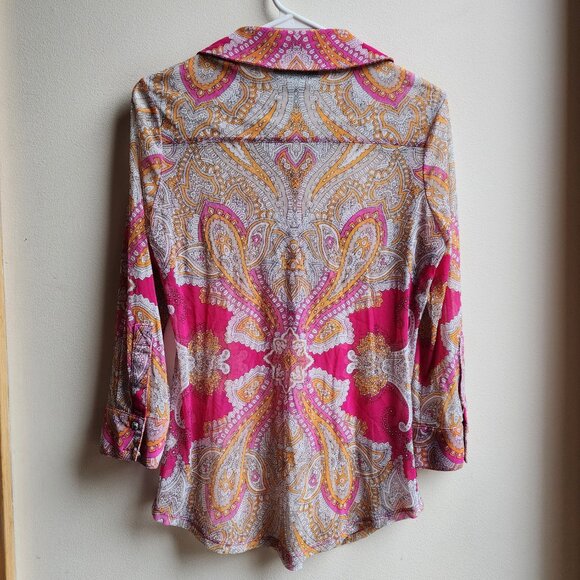 INC International Concepts Paisley Half Button Down Shirt Size Medium - Picture 13 of 14